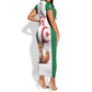 Custom Algeria Football Short Sleeve Bodycon Dress Fennec Foxes With Islamic Pattern LT15