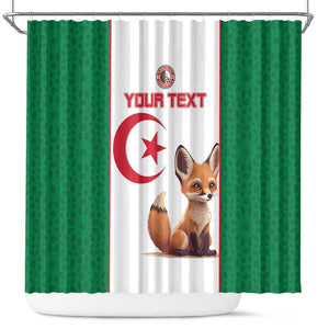 Custom Algeria Football Shower Curtain Fennec Foxes With Islamic Pattern