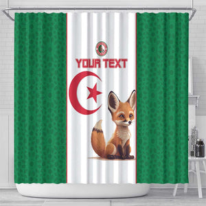 Custom Algeria Football Shower Curtain Fennec Foxes With Islamic Pattern