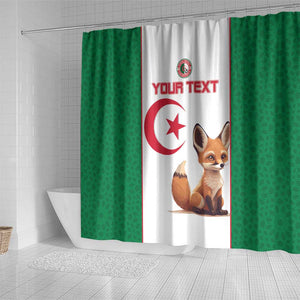 Custom Algeria Football Shower Curtain Fennec Foxes With Islamic Pattern