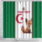 Custom Algeria Football Shower Curtain Fennec Foxes With Islamic Pattern