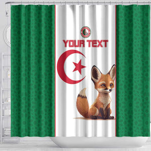 Custom Algeria Football Shower Curtain Fennec Foxes With Islamic Pattern