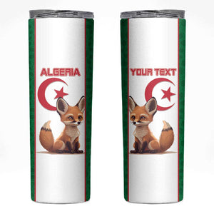 Custom Algeria Football Skinny Tumbler Fennec Foxes With Islamic Pattern