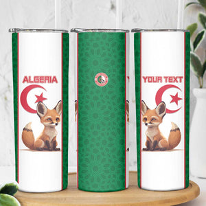 Custom Algeria Football Skinny Tumbler Fennec Foxes With Islamic Pattern