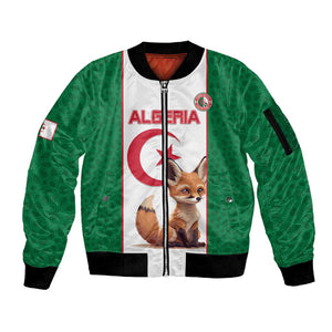 Custom Algeria Football Sleeve Zip Bomber Jacket Fennec Foxes With Islamic Pattern