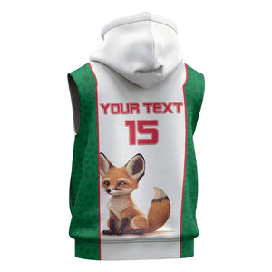 Custom Algeria Football Sleeveless Hoodie Fennec Foxes With Islamic Pattern - African Pride