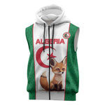 Custom Algeria Football Sleeveless Zip Hoodie Fennec Foxes With Islamic Pattern - African Pride