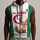 Custom Algeria Football Sleeveless Zip Hoodie Fennec Foxes With Islamic Pattern - African Pride