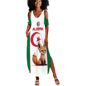 Custom Algeria Football Summer Maxi Dress Fennec Foxes With Islamic Pattern