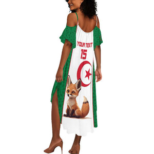 Custom Algeria Football Summer Maxi Dress Fennec Foxes With Islamic Pattern