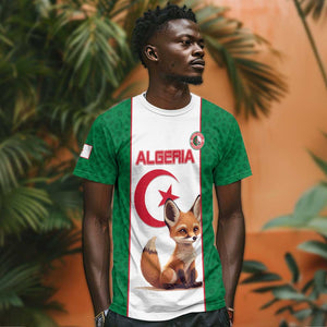 Custom Algeria Football T shirt Fennec Foxes With Islamic Pattern