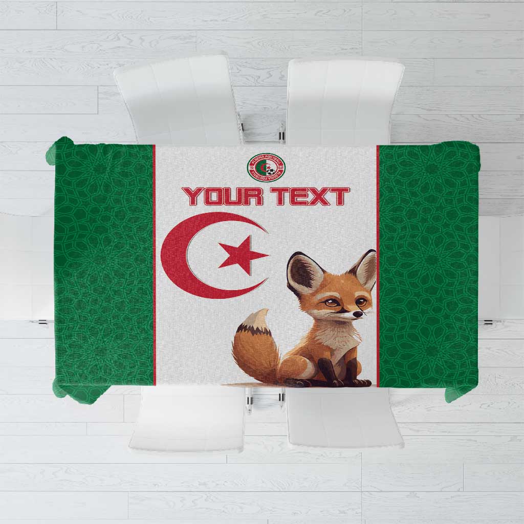 Custom Algeria Football Tablecloth Fennec Foxes With Islamic Pattern