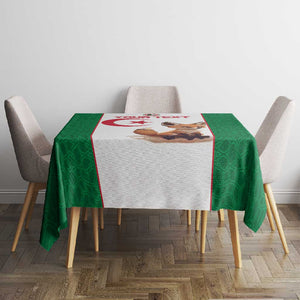 Custom Algeria Football Tablecloth Fennec Foxes With Islamic Pattern