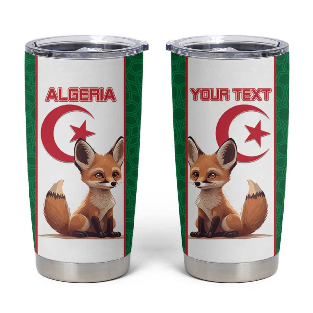 Custom Algeria Football Tumbler Cup Fennec Foxes With Islamic Pattern