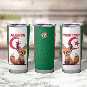 Custom Algeria Football Tumbler Cup Fennec Foxes With Islamic Pattern