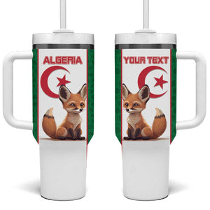 Custom Algeria Football Tumbler With Handle Fennec Foxes With Islamic Pattern