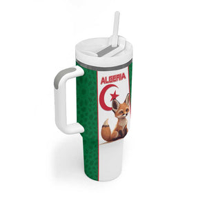 Custom Algeria Football Tumbler With Handle Fennec Foxes With Islamic Pattern