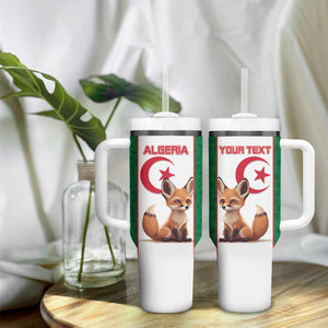 Custom Algeria Football Tumbler With Handle Fennec Foxes With Islamic Pattern