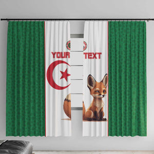 Custom Algeria Football Window Curtain Fennec Foxes With Islamic Pattern