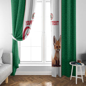 Custom Algeria Football Window Curtain Fennec Foxes With Islamic Pattern