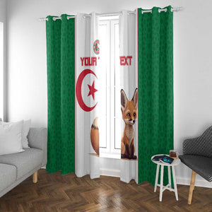 Custom Algeria Football Window Curtain Fennec Foxes With Islamic Pattern