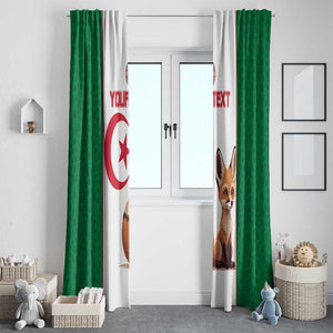 Custom Algeria Football Window Curtain Fennec Foxes With Islamic Pattern