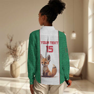 Custom Algeria Football Women Casual Shirt Fennec Foxes With Islamic Pattern