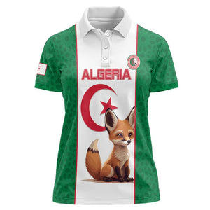 Custom Algeria Football Women Polo Shirt Fennec Foxes With Islamic Pattern