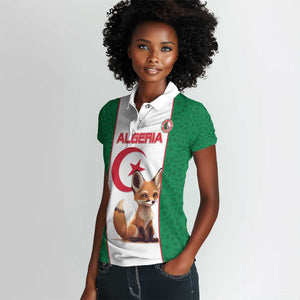 Custom Algeria Football Women Polo Shirt Fennec Foxes With Islamic Pattern