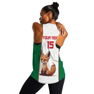 Custom Algeria Football Women Racerback Tank Fennec Foxes With Islamic Pattern