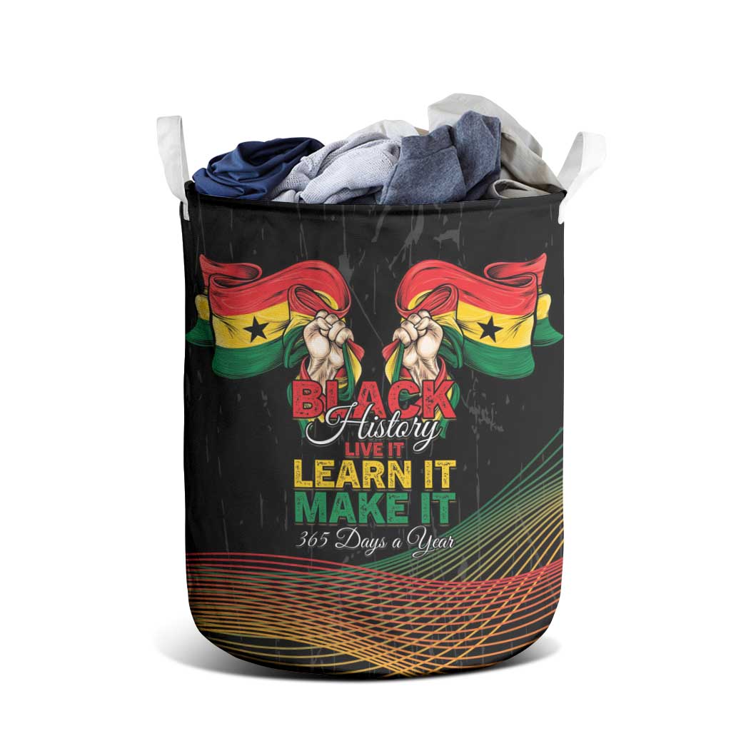 Ghana Black History Month Laundry Basket Live It Learn It Make It - African Pride