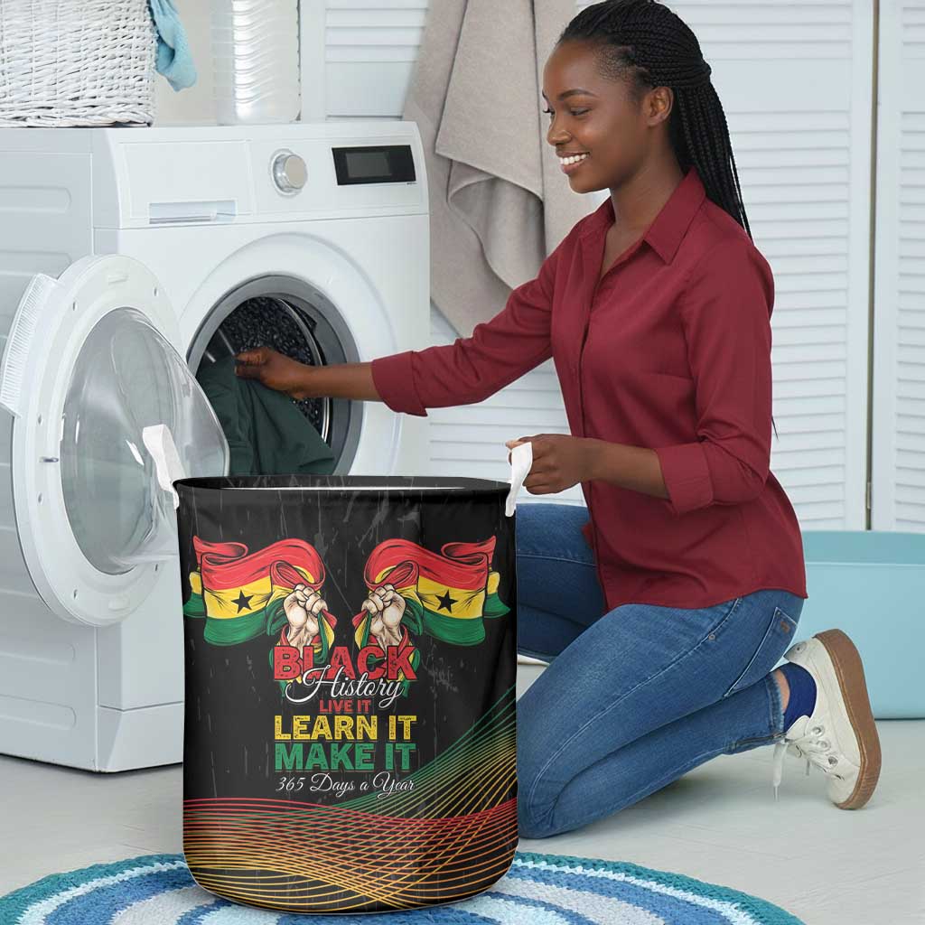 Ghana Black History Month Laundry Basket Live It Learn It Make It - African Pride