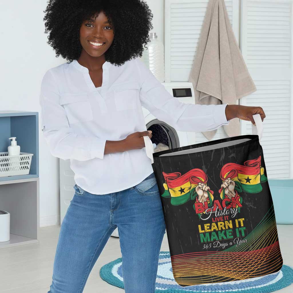 Ghana Black History Month Laundry Basket Live It Learn It Make It - African Pride
