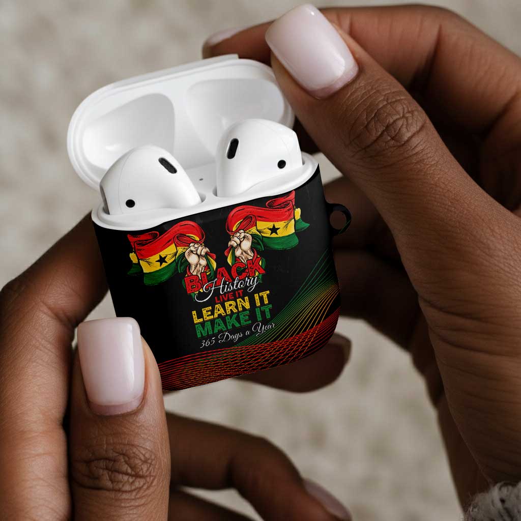 Ghana Black History Month AirPods Case Live It Learn It Make It - African Pride