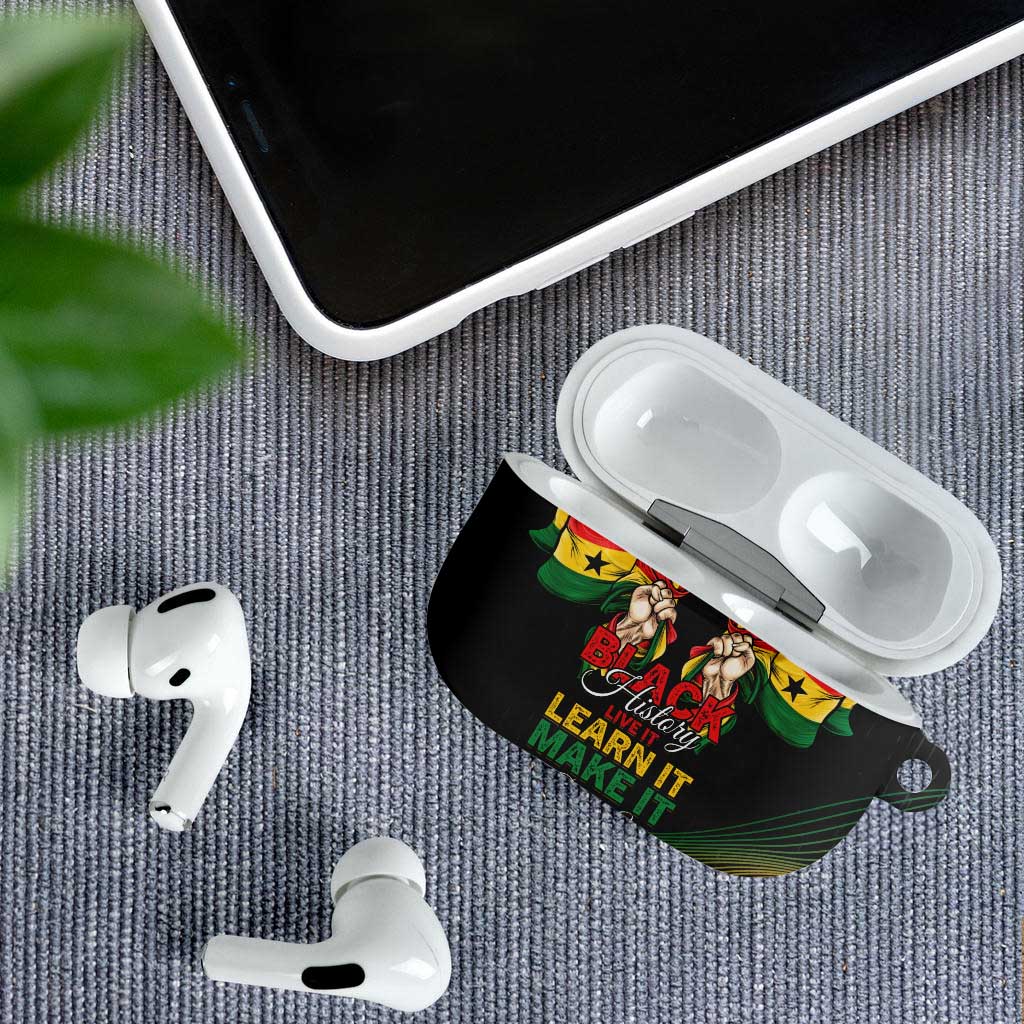 Ghana Black History Month AirPods Case Live It Learn It Make It - African Pride