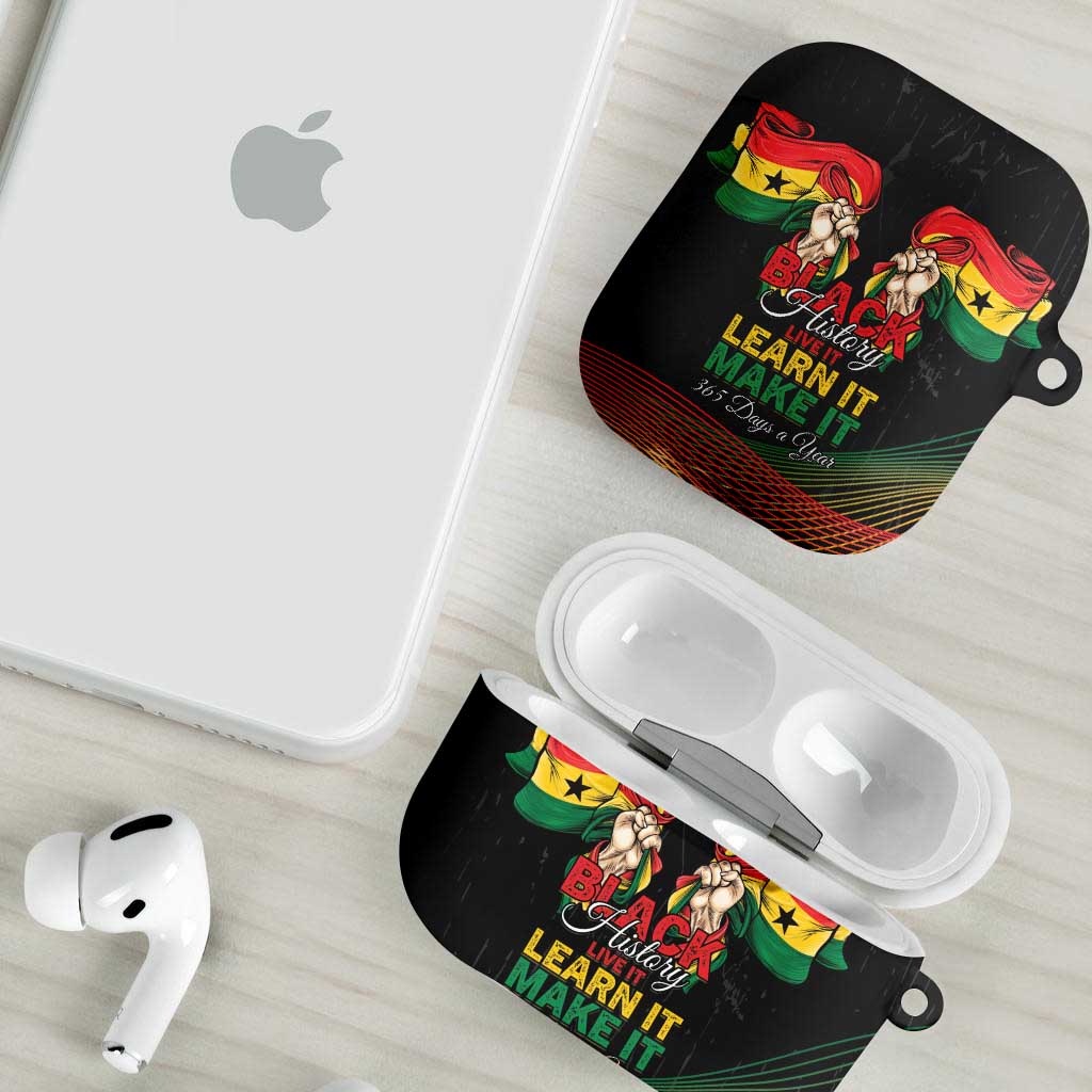 Ghana Black History Month AirPods Case Live It Learn It Make It - African Pride