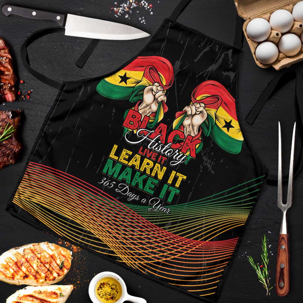 Ghana Black History Month Apron Live It Learn It Make It - African Pride