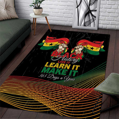 Ghana Black History Month Area Rug Live It Learn It Make It - African Pride
