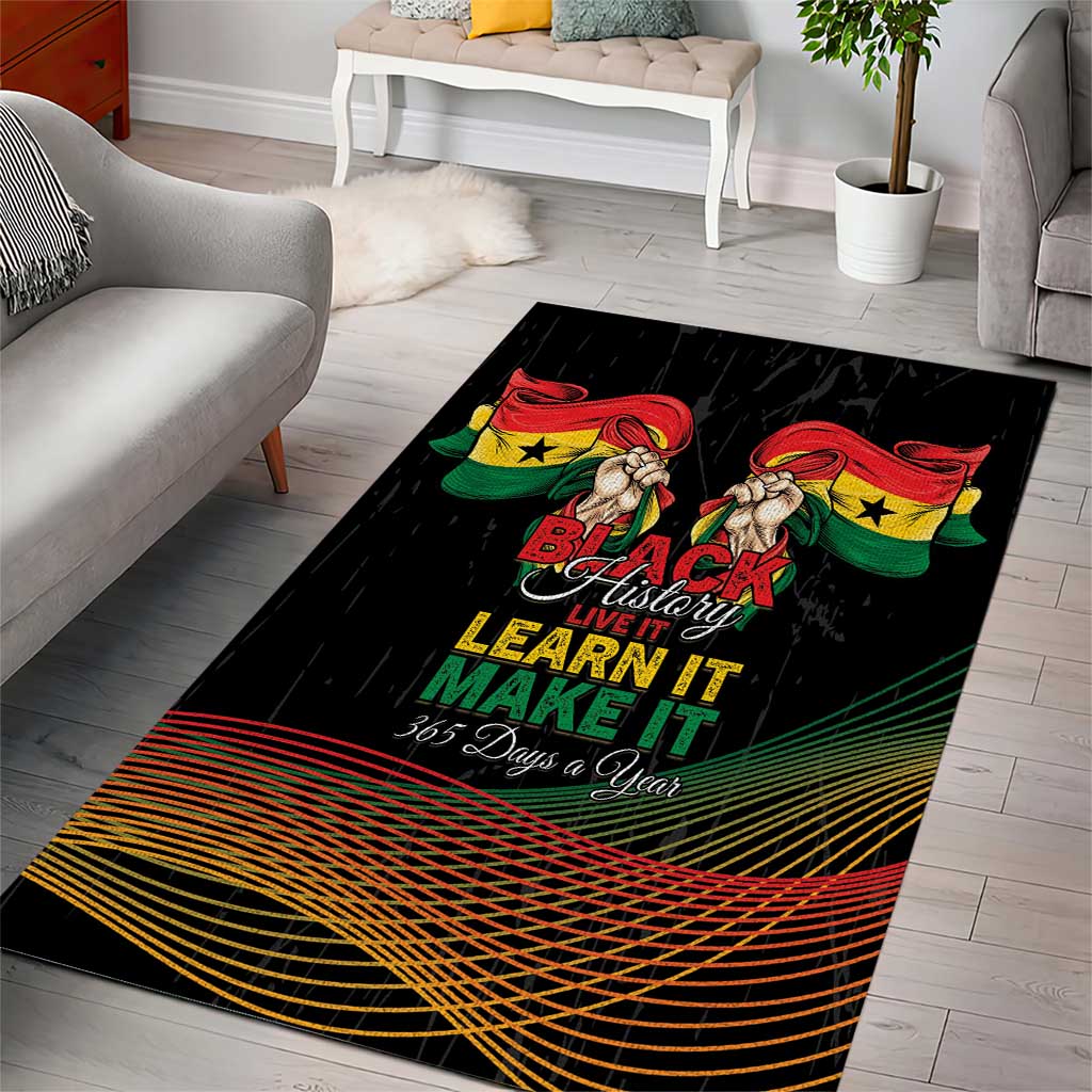 Ghana Black History Month Area Rug Live It Learn It Make It - African Pride