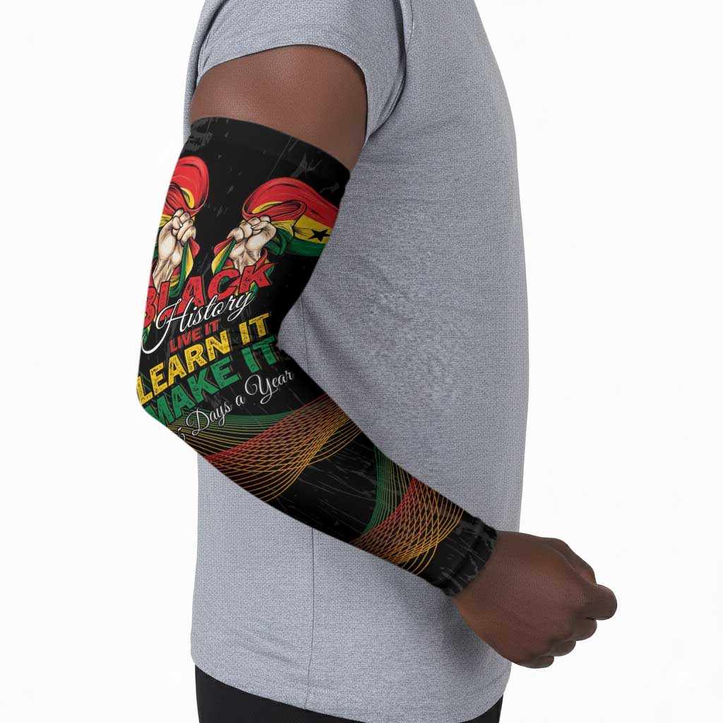 Personalized Ghana Black History Month Arm Sleeves Live It Learn It Make It - African Pride