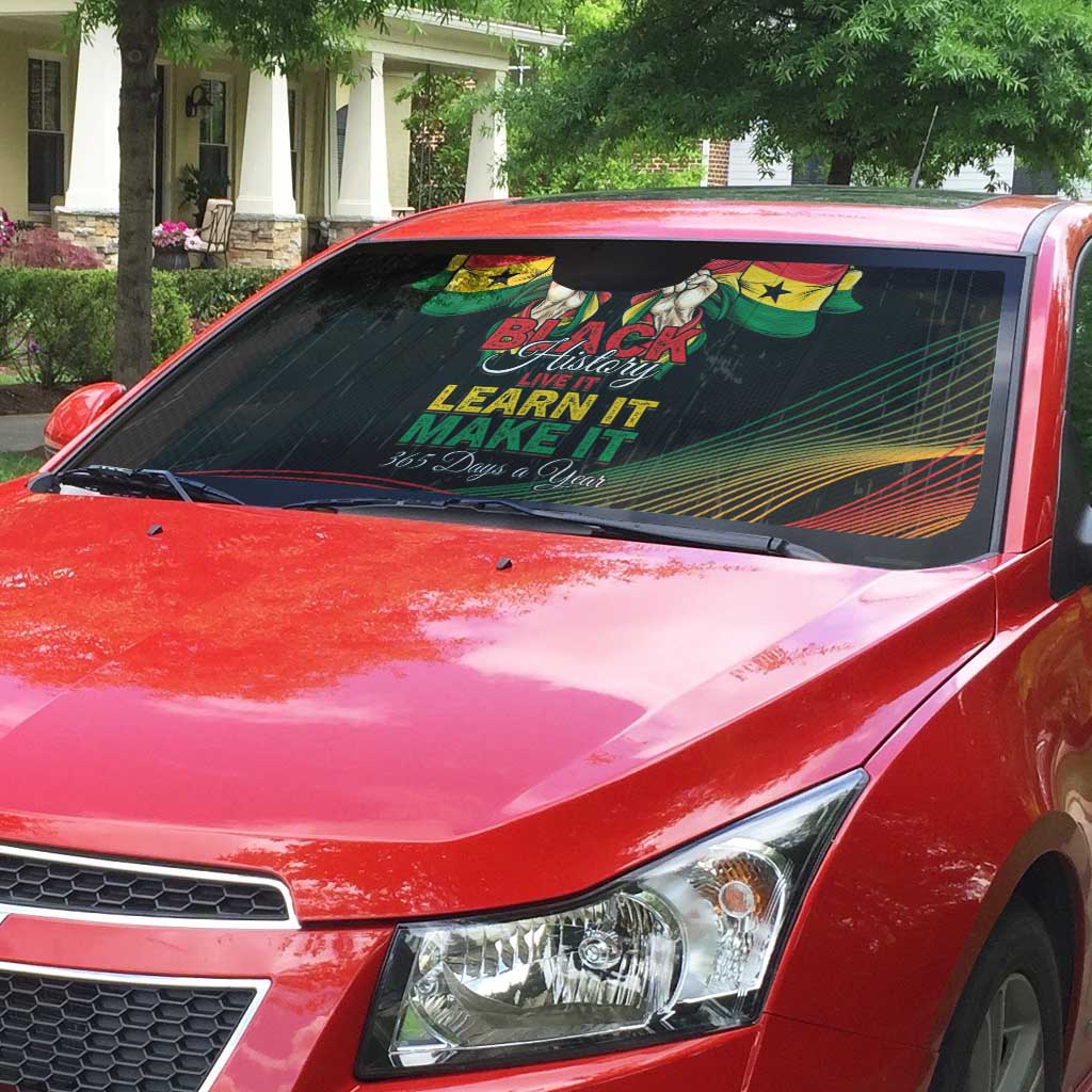 Ghana Black History Month Auto Sun Shade Live It Learn It Make It - African Pride