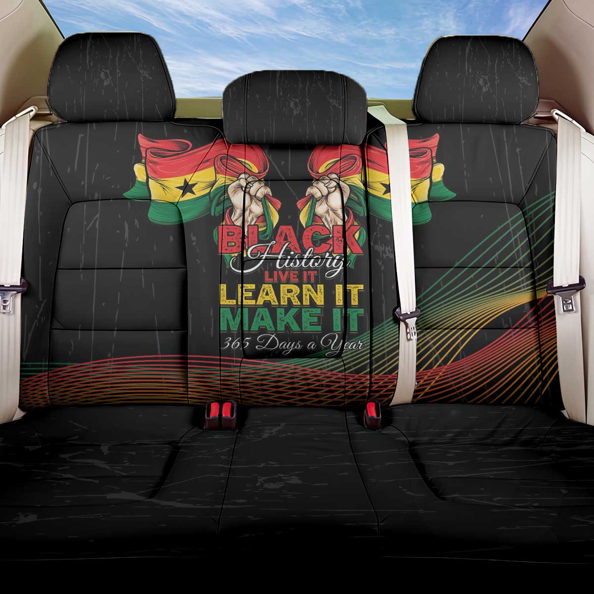 Ghana Black History Month Back Car Seat Cover Live It Learn It Make It - African Pride