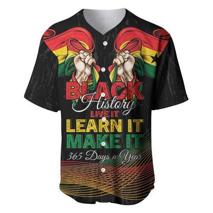Personalized Ghana Black History Month Baseball Jersey Live It Learn It Make It - African Pride
