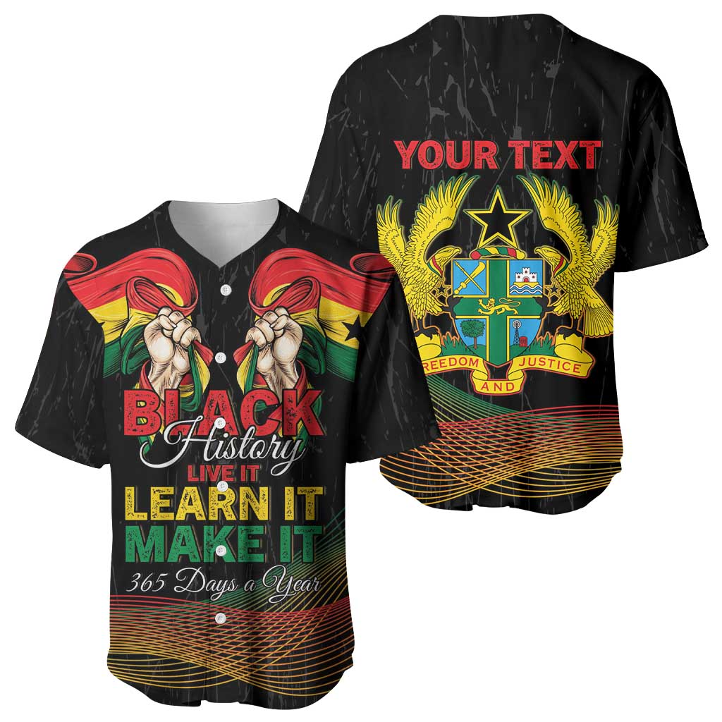 Personalized Ghana Black History Month Baseball Jersey Live It Learn It Make It - African Pride