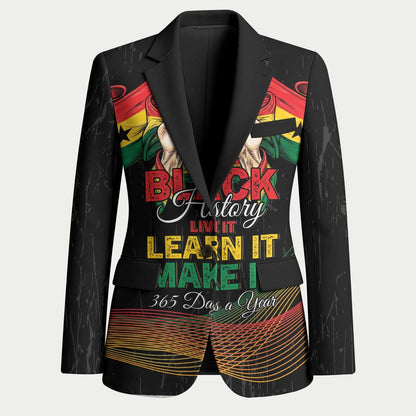 Personalized Ghana Black History Month Blazer Live It Learn It Make It - African Pride
