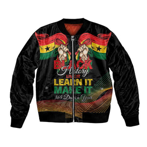 Personalized Ghana Black History Month Bomber Jacket Live It Learn It Make It - African Pride