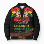 Personalized Ghana Black History Month Bomber Puffer Jacket Live It Learn It Make It - African Pride