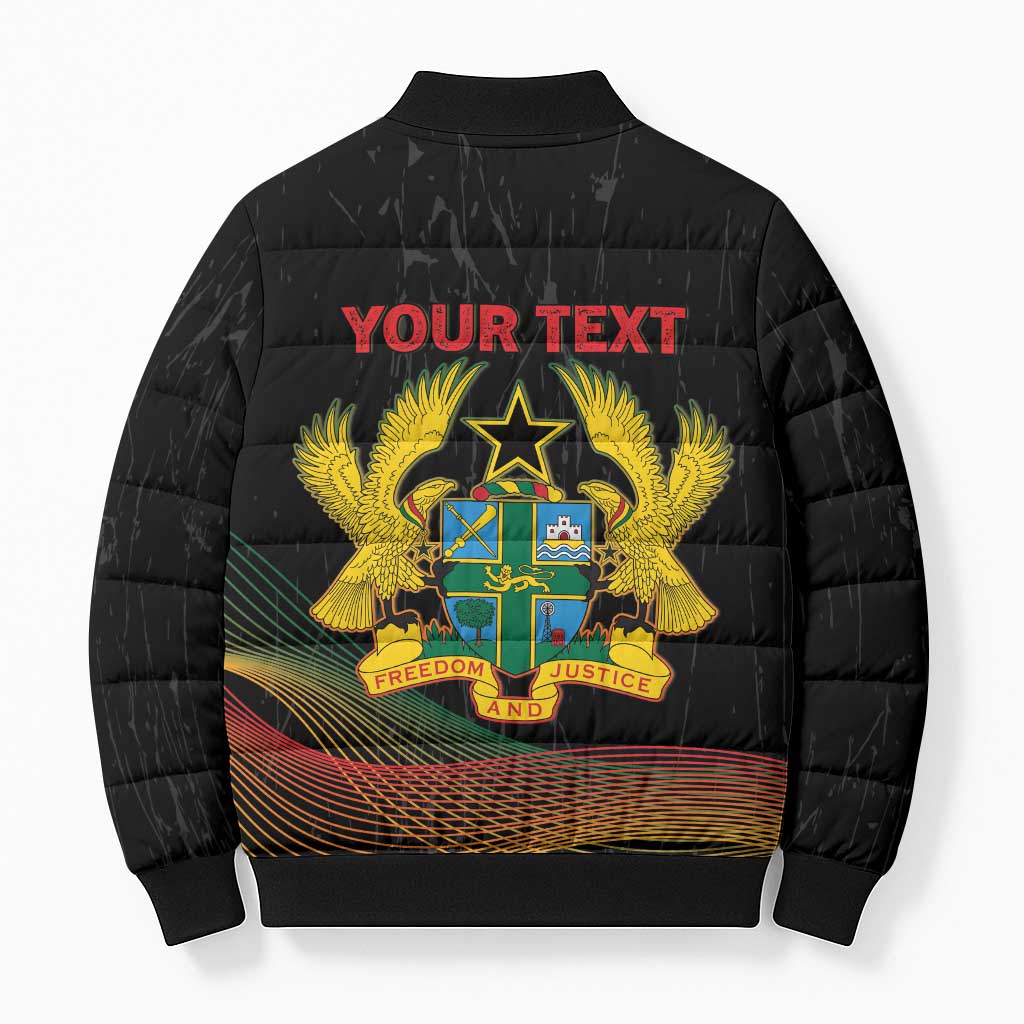 Personalized Ghana Black History Month Bomber Puffer Jacket Live It Learn It Make It - African Pride