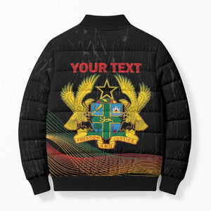 Personalized Ghana Black History Month Bomber Puffer Jacket Live It Learn It Make It - African Pride