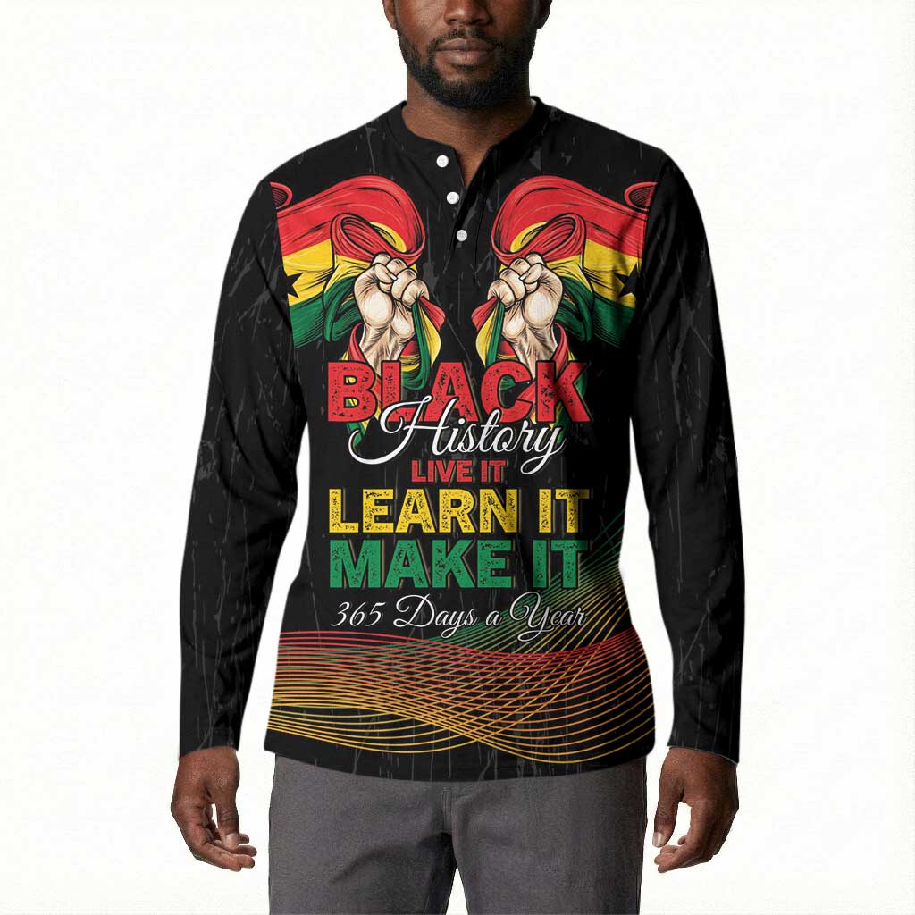 Personalized Ghana Black History Month Button Sweatshirt Live It Learn It Make It